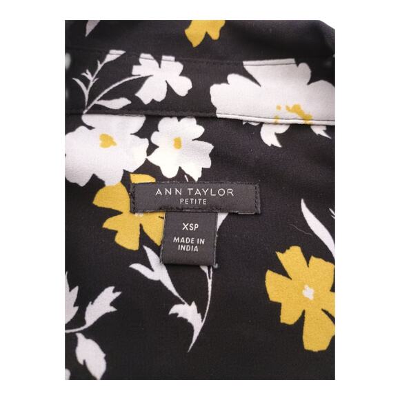 Ann Taylor Women's Petite Black Floral Print Chiffon Pockets Tunic Size XSP - Picture 8 of 10